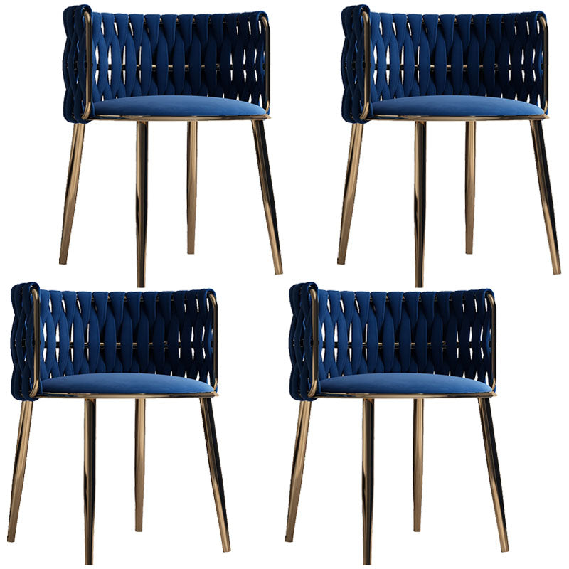 Scandinavian Armless Solid Back Chair Upholstered Fabric Dining Side Chair Blue 4 Piece Set Clearhalo 'Dining Chairs' 'Dining Tables & Seating' 'dining_chair' 'furn' 'furn_dining_chair' 'Furniture' 'furniture_dining_chair' 'Kitchen & Dining Furniture' 4941576