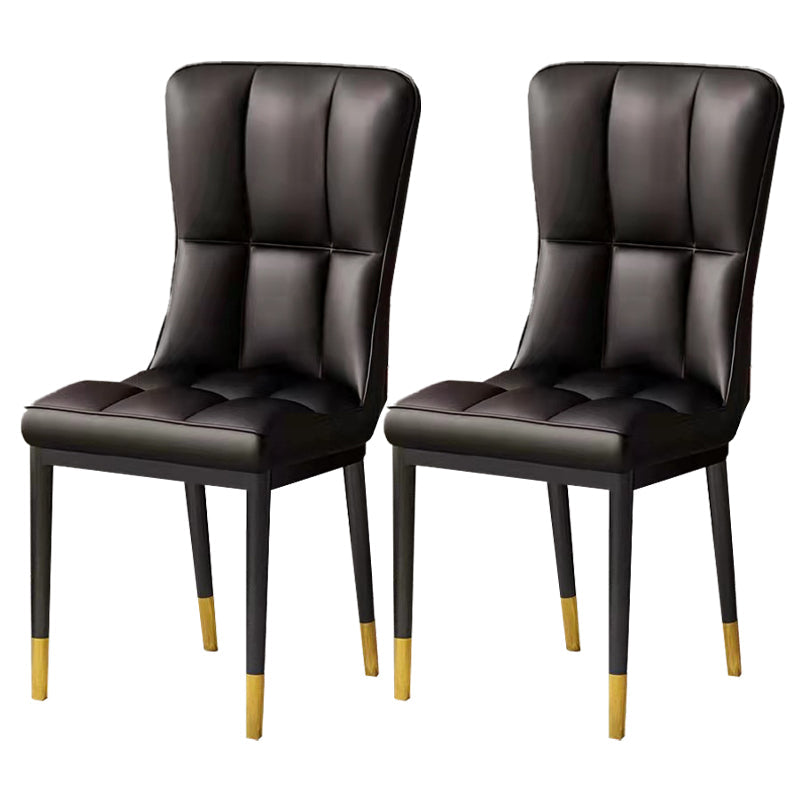 Scandinavian Upholstered Side Chair Armless Solid Back Chairs Black Set of 2 Clearhalo 'Dining Chairs' 'Dining Tables & Seating' 'dining_chair' 'Furniture' 'furniture_dining_chair' 'Kitchen & Dining Furniture' 4941581