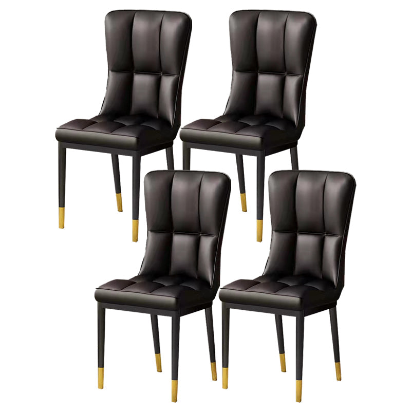 Scandinavian Upholstered Side Chair Armless Solid Back Chairs Black Set of 4 Clearhalo 'Dining Chairs' 'Dining Tables & Seating' 'dining_chair' 'Furniture' 'furniture_dining_chair' 'Kitchen & Dining Furniture' 4941582