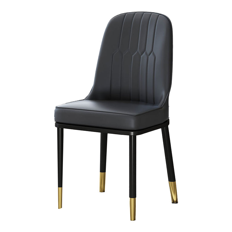 Scandinavian Upholstered Side Chair Armless Solid Back Chairs Matte Black 1 Piece Clearhalo 'Dining Chairs' 'Dining Tables & Seating' 'dining_chair' 'Furniture' 'furniture_dining_chair' 'Kitchen & Dining Furniture' 4941585