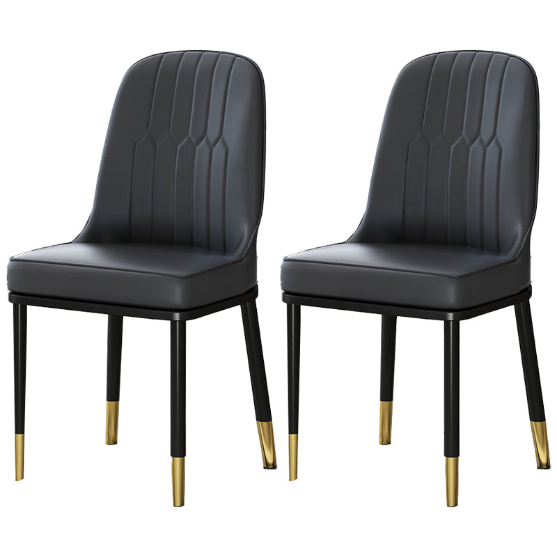 Scandinavian Upholstered Side Chair Armless Solid Back Chairs Matte Black Set of 2 Clearhalo 'Dining Chairs' 'Dining Tables & Seating' 'dining_chair' 'Furniture' 'furniture_dining_chair' 'Kitchen & Dining Furniture' 4941586