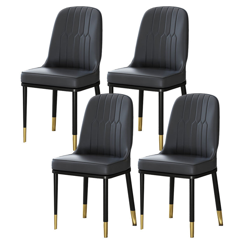 Scandinavian Upholstered Side Chair Armless Solid Back Chairs Matte Black Set of 4 Clearhalo 'Dining Chairs' 'Dining Tables & Seating' 'dining_chair' 'Furniture' 'furniture_dining_chair' 'Kitchen & Dining Furniture' 4941588