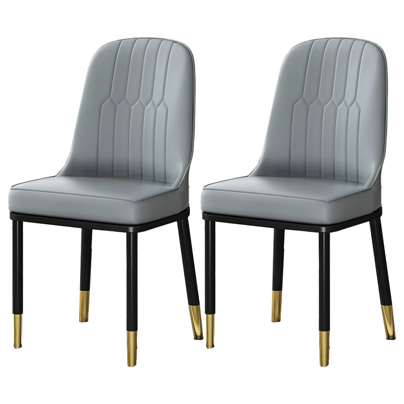 Scandinavian Upholstered Side Chair Armless Solid Back Chairs Grey Set of 2 Clearhalo 'Dining Chairs' 'Dining Tables & Seating' 'dining_chair' 'Furniture' 'furniture_dining_chair' 'Kitchen & Dining Furniture' 4941593
