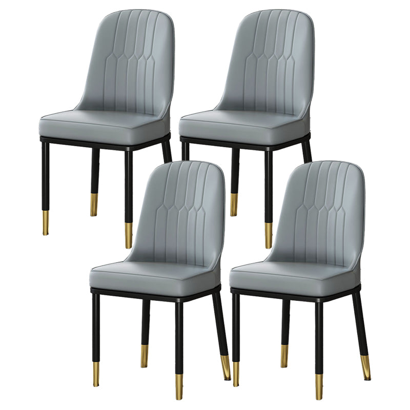 Scandinavian Upholstered Side Chair Armless Solid Back Chairs Grey Set of 4 Clearhalo 'Dining Chairs' 'Dining Tables & Seating' 'dining_chair' 'Furniture' 'furniture_dining_chair' 'Kitchen & Dining Furniture' 4941595