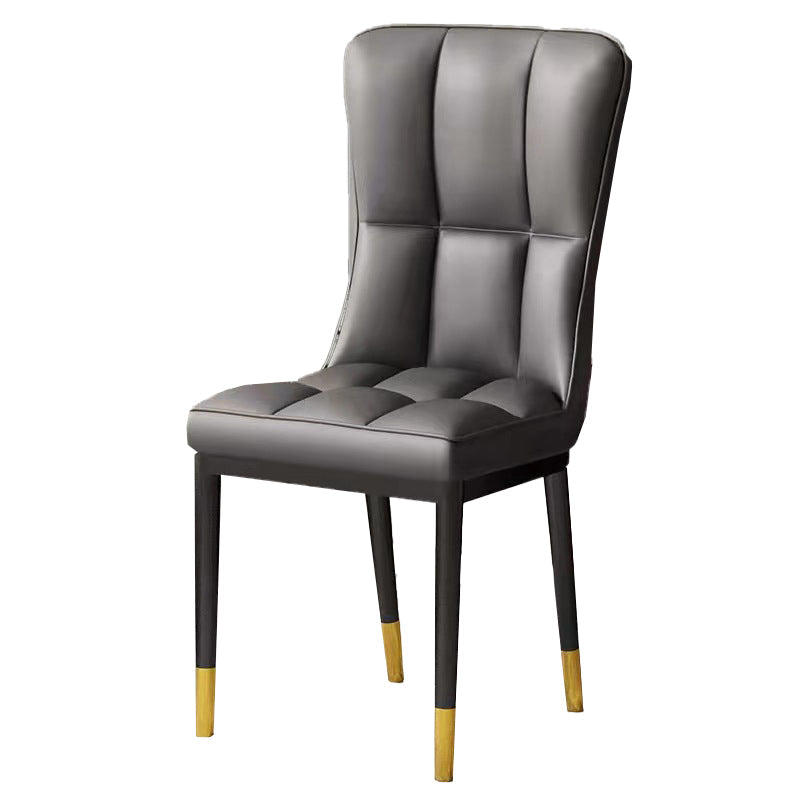 Scandinavian Upholstered Side Chair Armless Solid Back Chairs Dark Gray 1 Piece Clearhalo 'Dining Chairs' 'Dining Tables & Seating' 'dining_chair' 'Furniture' 'furniture_dining_chair' 'Kitchen & Dining Furniture' 4941597