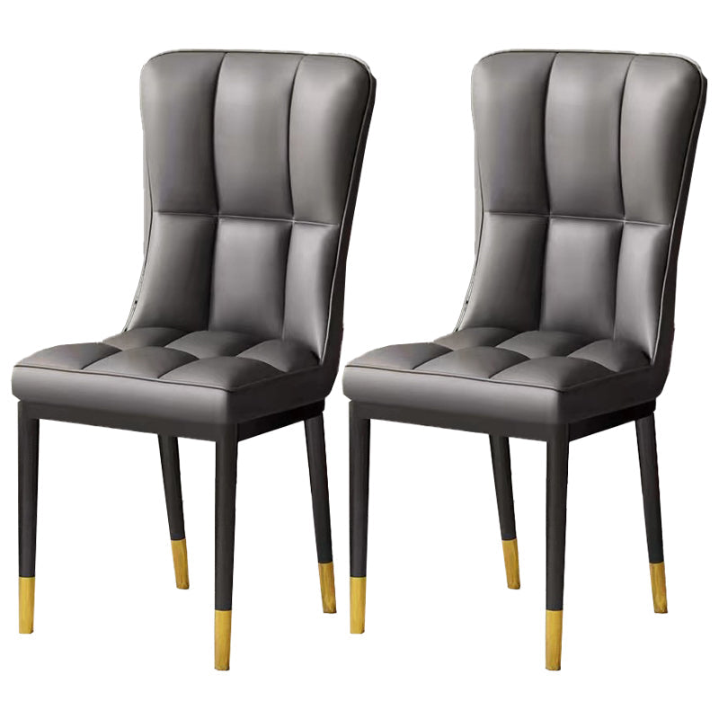 Scandinavian Upholstered Side Chair Armless Solid Back Chairs Dark Gray Set of 2 Clearhalo 'Dining Chairs' 'Dining Tables & Seating' 'dining_chair' 'Furniture' 'furniture_dining_chair' 'Kitchen & Dining Furniture' 4941599