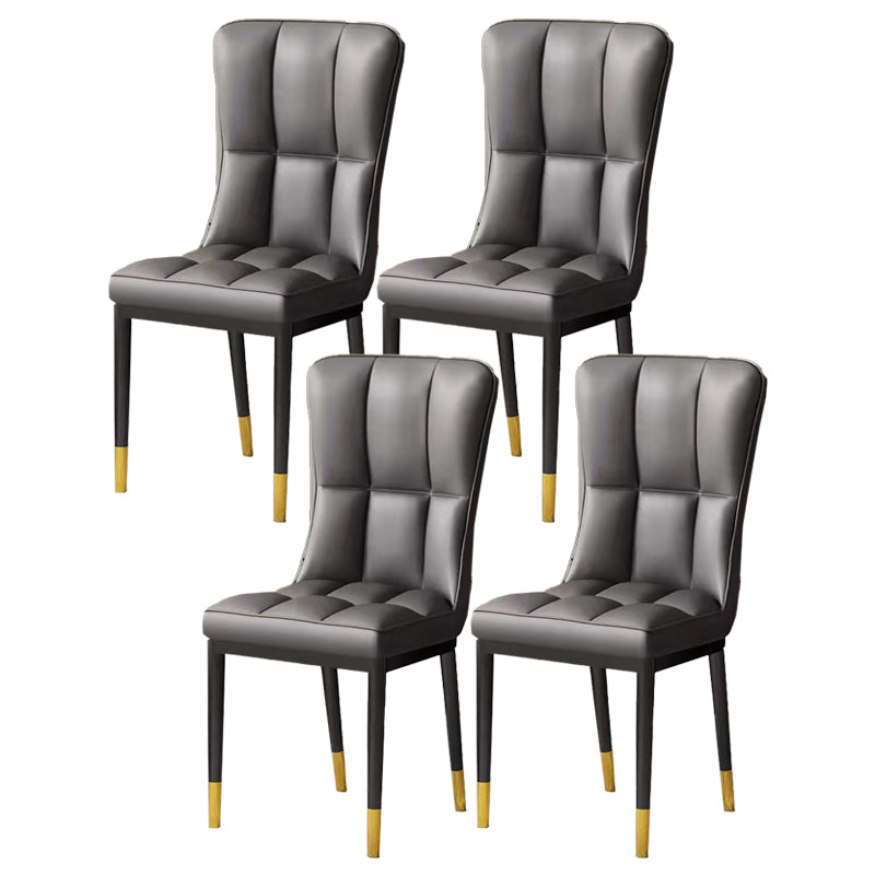 Scandinavian Upholstered Side Chair Armless Solid Back Chairs Dark Gray Set of 4 Clearhalo 'Dining Chairs' 'Dining Tables & Seating' 'dining_chair' 'Furniture' 'furniture_dining_chair' 'Kitchen & Dining Furniture' 4941601