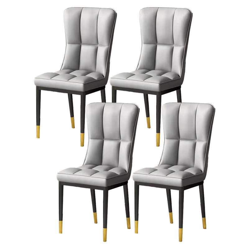 Scandinavian Upholstered Side Chair Armless Solid Back Chairs Light Gray Set of 4 Clearhalo 'Dining Chairs' 'Dining Tables & Seating' 'dining_chair' 'Furniture' 'furniture_dining_chair' 'Kitchen & Dining Furniture' 4941606