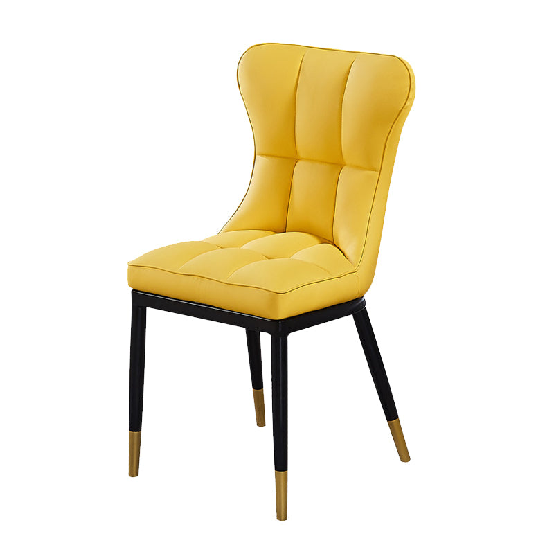Scandinavian Upholstered Side Chair Armless Solid Back Chairs Yellow 1 Piece Clearhalo 'Dining Chairs' 'Dining Tables & Seating' 'dining_chair' 'Furniture' 'furniture_dining_chair' 'Kitchen & Dining Furniture' 4941608
