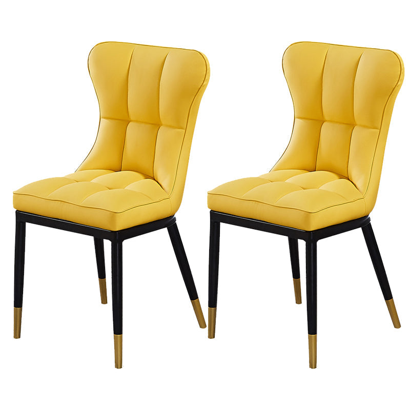 Scandinavian Upholstered Side Chair Armless Solid Back Chairs Yellow Set of 2 Clearhalo 'Dining Chairs' 'Dining Tables & Seating' 'dining_chair' 'Furniture' 'furniture_dining_chair' 'Kitchen & Dining Furniture' 4941609
