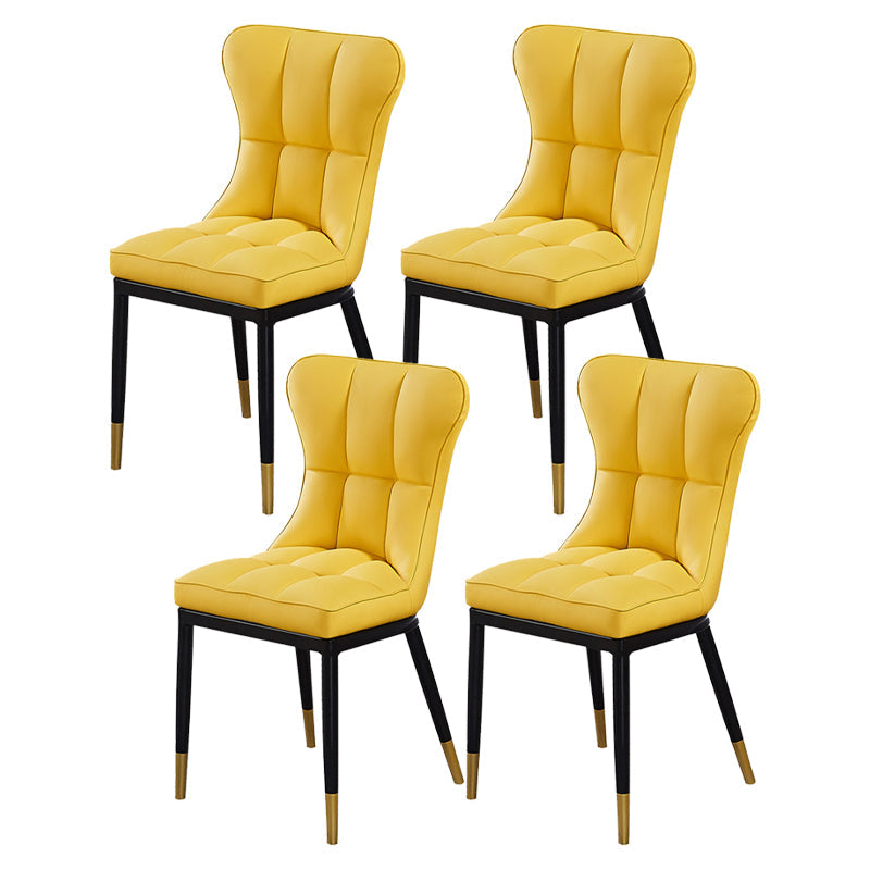 Scandinavian Upholstered Side Chair Armless Solid Back Chairs Yellow Set of 4 Clearhalo 'Dining Chairs' 'Dining Tables & Seating' 'dining_chair' 'Furniture' 'furniture_dining_chair' 'Kitchen & Dining Furniture' 4941610