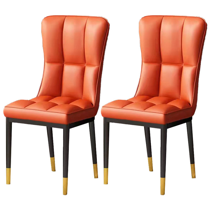 Scandinavian Upholstered Side Chair Armless Solid Back Chairs Orange Set of 2 Clearhalo 'Dining Chairs' 'Dining Tables & Seating' 'dining_chair' 'Furniture' 'furniture_dining_chair' 'Kitchen & Dining Furniture' 4941612