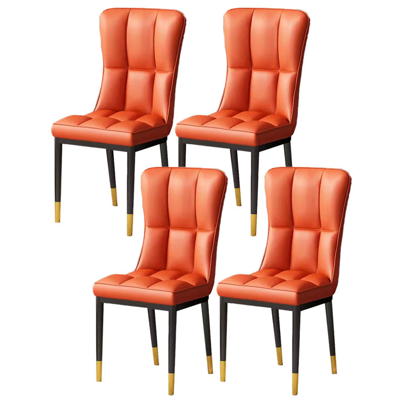 Scandinavian Upholstered Side Chair Armless Solid Back Chairs Orange Set of 4 Clearhalo 'Dining Chairs' 'Dining Tables & Seating' 'dining_chair' 'Furniture' 'furniture_dining_chair' 'Kitchen & Dining Furniture' 4941613