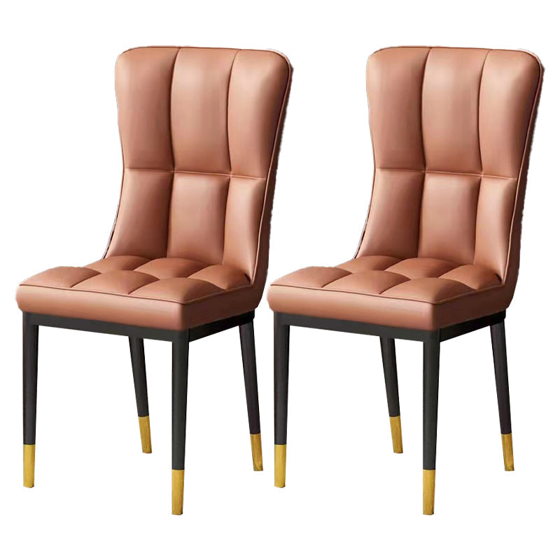 Scandinavian Upholstered Side Chair Armless Solid Back Chairs Light Brown Set of 2 Clearhalo 'Dining Chairs' 'Dining Tables & Seating' 'dining_chair' 'Furniture' 'furniture_dining_chair' 'Kitchen & Dining Furniture' 4941618