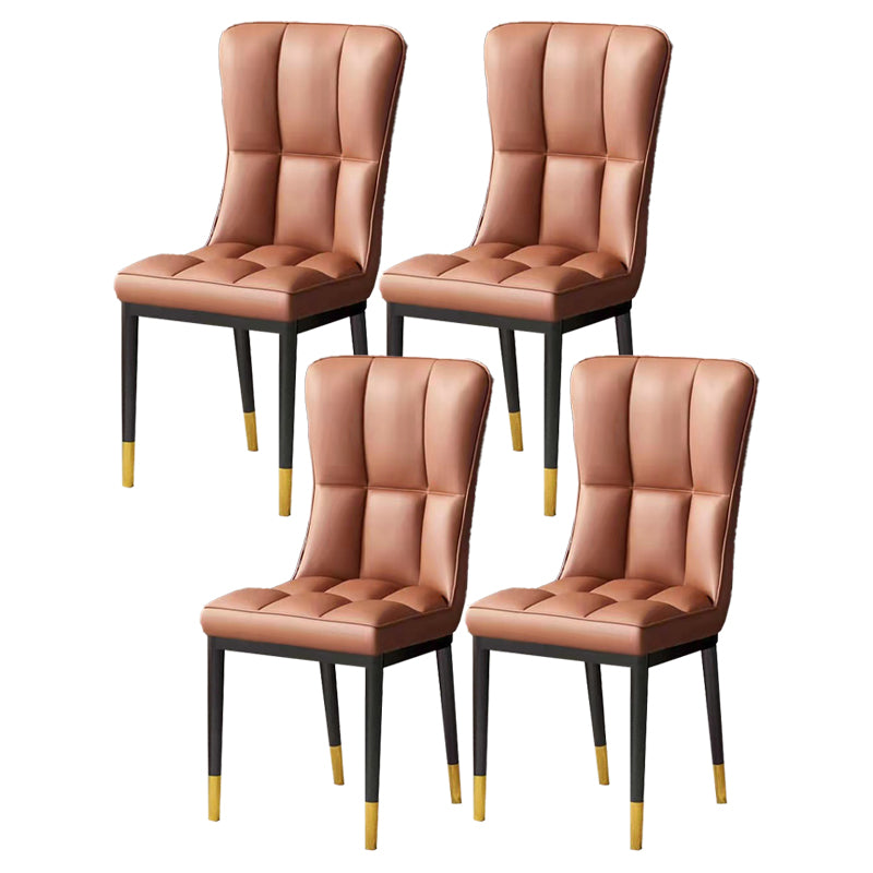 Scandinavian Upholstered Side Chair Armless Solid Back Chairs Light Brown Set of 4 Clearhalo 'Dining Chairs' 'Dining Tables & Seating' 'dining_chair' 'Furniture' 'furniture_dining_chair' 'Kitchen & Dining Furniture' 4941619