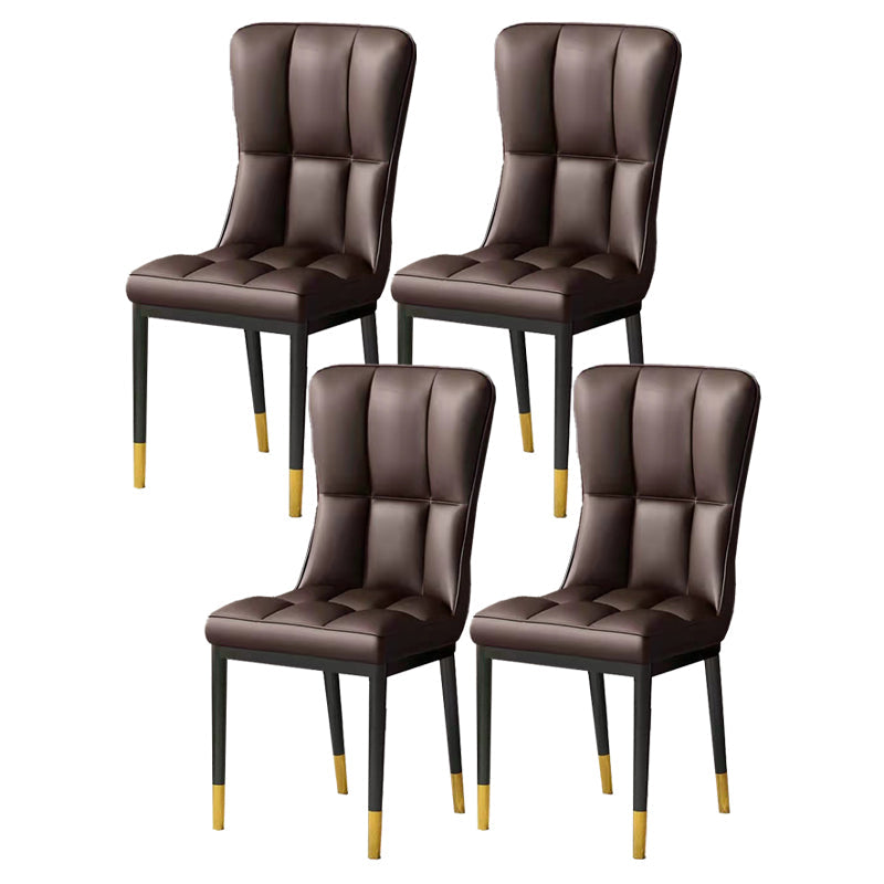 Scandinavian Upholstered Side Chair Armless Solid Back Chairs Coffee Set of 4 Clearhalo 'Dining Chairs' 'Dining Tables & Seating' 'dining_chair' 'Furniture' 'furniture_dining_chair' 'Kitchen & Dining Furniture' 4941622