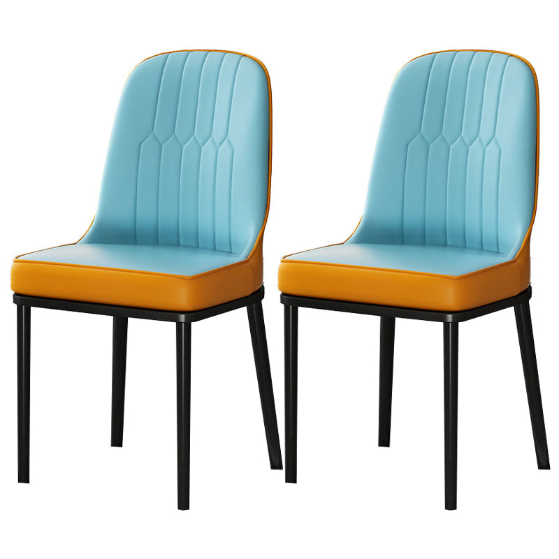 Scandinavian Upholstered Side Chair Armless Solid Back Chairs Blue-Orange Set of 2 Clearhalo 'Dining Chairs' 'Dining Tables & Seating' 'dining_chair' 'Furniture' 'furniture_dining_chair' 'Kitchen & Dining Furniture' 4941624