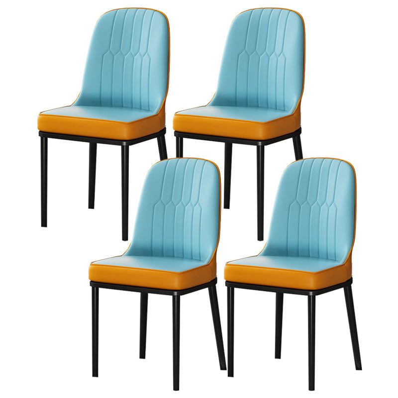 Scandinavian Upholstered Side Chair Armless Solid Back Chairs Blue-Orange Set of 4 Clearhalo 'Dining Chairs' 'Dining Tables & Seating' 'dining_chair' 'Furniture' 'furniture_dining_chair' 'Kitchen & Dining Furniture' 4941625
