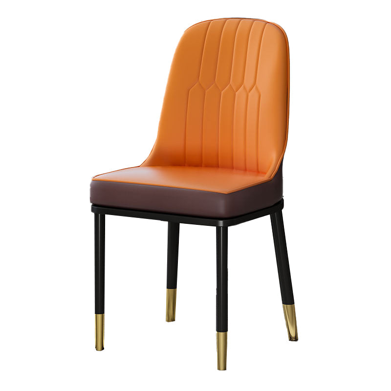 Scandinavian Upholstered Side Chair Armless Solid Back Chairs Khaki-Orange 1 Piece Clearhalo 'Dining Chairs' 'Dining Tables & Seating' 'dining_chair' 'Furniture' 'furniture_dining_chair' 'Kitchen & Dining Furniture' 4941626