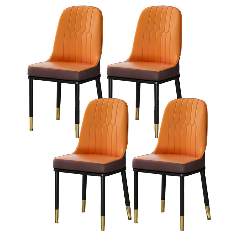 Scandinavian Upholstered Side Chair Armless Solid Back Chairs Khaki-Orange Set of 4 Clearhalo 'Dining Chairs' 'Dining Tables & Seating' 'dining_chair' 'Furniture' 'furniture_dining_chair' 'Kitchen & Dining Furniture' 4941628