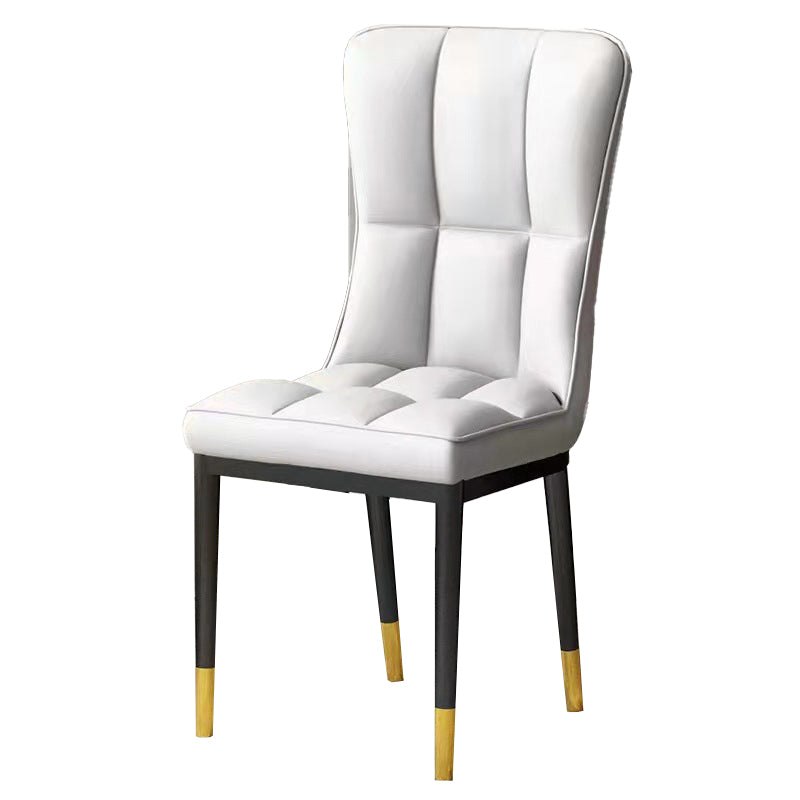 Scandinavian Upholstered Side Chair Armless Solid Back Chairs Off-White 1 Piece Clearhalo 'Dining Chairs' 'Dining Tables & Seating' 'dining_chair' 'Furniture' 'furniture_dining_chair' 'Kitchen & Dining Furniture' 4941629