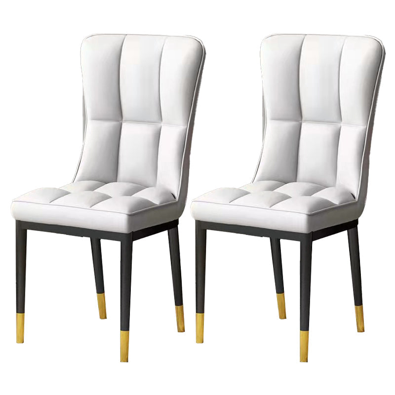 Scandinavian Upholstered Side Chair Armless Solid Back Chairs Off-White Set of 2 Clearhalo 'Dining Chairs' 'Dining Tables & Seating' 'dining_chair' 'Furniture' 'furniture_dining_chair' 'Kitchen & Dining Furniture' 4941630