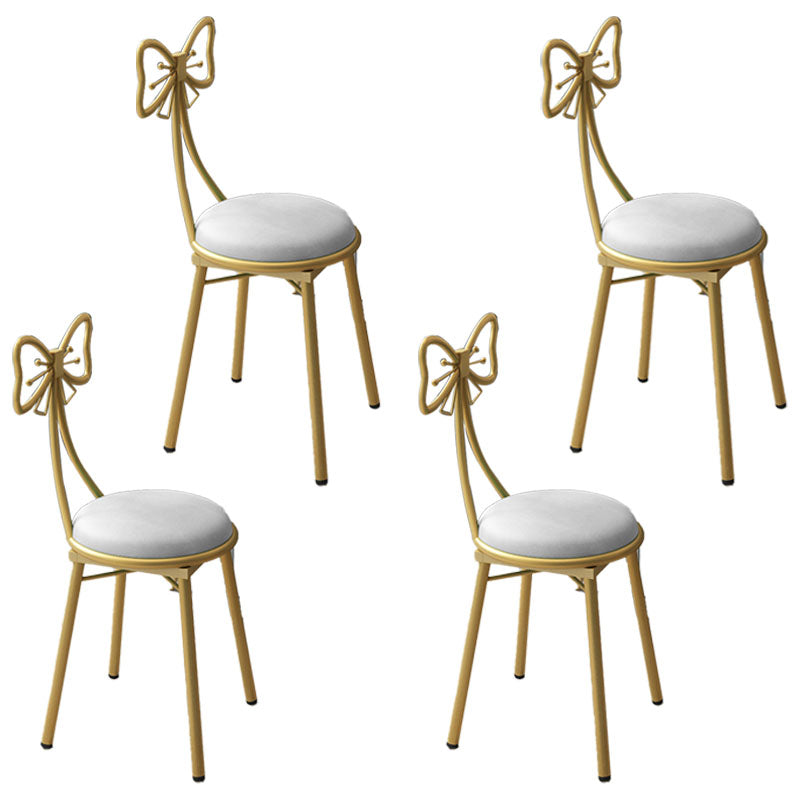 Nordic Design Armless Open Back Chairs Upholstered Side Chairs Ivory 4 Piece Set Clearhalo 'Dining Chairs' 'Dining Tables & Seating' 'dining_chair' 'furn' 'furn_dining_chair' 'Furniture' 'furniture_dining_chair' 'Kitchen & Dining Furniture' 4941645
