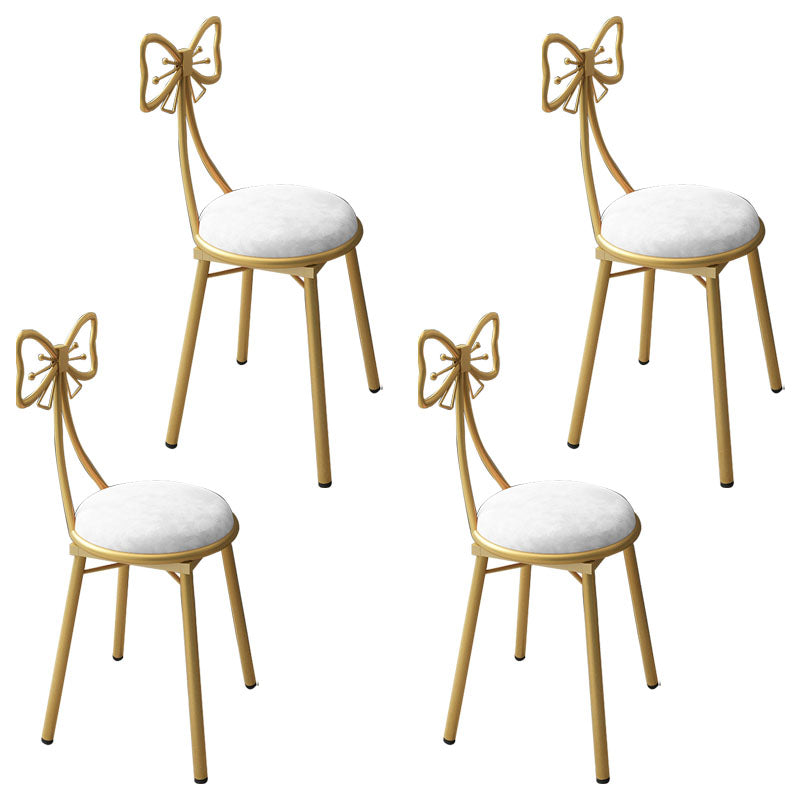 Nordic Design Armless Open Back Chairs Upholstered Side Chairs White 4 Piece Set Clearhalo 'Dining Chairs' 'Dining Tables & Seating' 'dining_chair' 'furn' 'furn_dining_chair' 'Furniture' 'furniture_dining_chair' 'Kitchen & Dining Furniture' 4941659