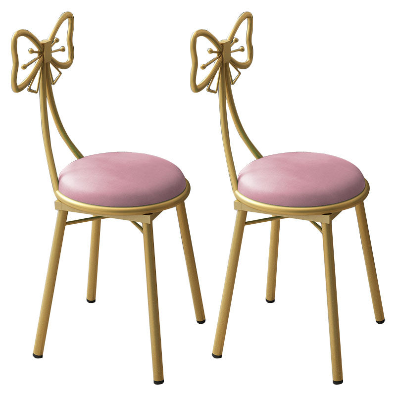 Nordic Design Armless Open Back Chairs Upholstered Side Chairs Rose Pink 2 Piece Set Clearhalo 'Dining Chairs' 'Dining Tables & Seating' 'dining_chair' 'furn' 'furn_dining_chair' 'Furniture' 'furniture_dining_chair' 'Kitchen & Dining Furniture' 4941661