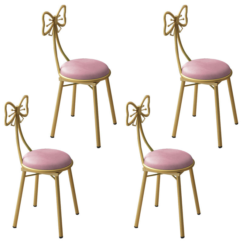 Nordic Design Armless Open Back Chairs Upholstered Side Chairs Rose Pink 4 Piece Set Clearhalo 'Dining Chairs' 'Dining Tables & Seating' 'dining_chair' 'furn' 'furn_dining_chair' 'Furniture' 'furniture_dining_chair' 'Kitchen & Dining Furniture' 4941662
