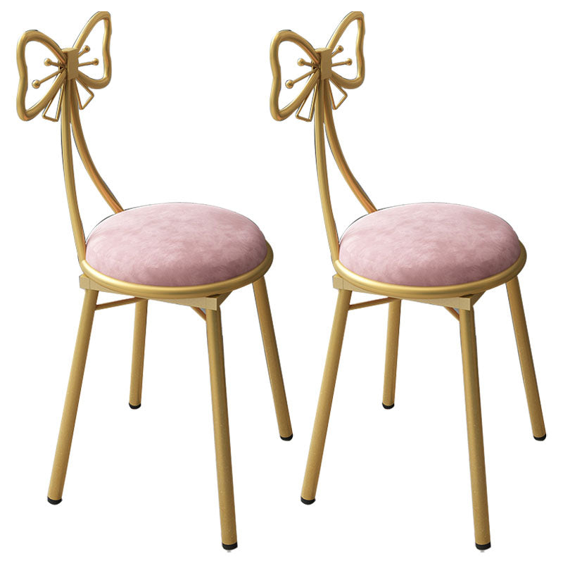 Nordic Design Armless Open Back Chairs Upholstered Side Chairs Nude Pink 2 Piece Set Clearhalo 'Dining Chairs' 'Dining Tables & Seating' 'dining_chair' 'furn' 'furn_dining_chair' 'Furniture' 'furniture_dining_chair' 'Kitchen & Dining Furniture' 4941664