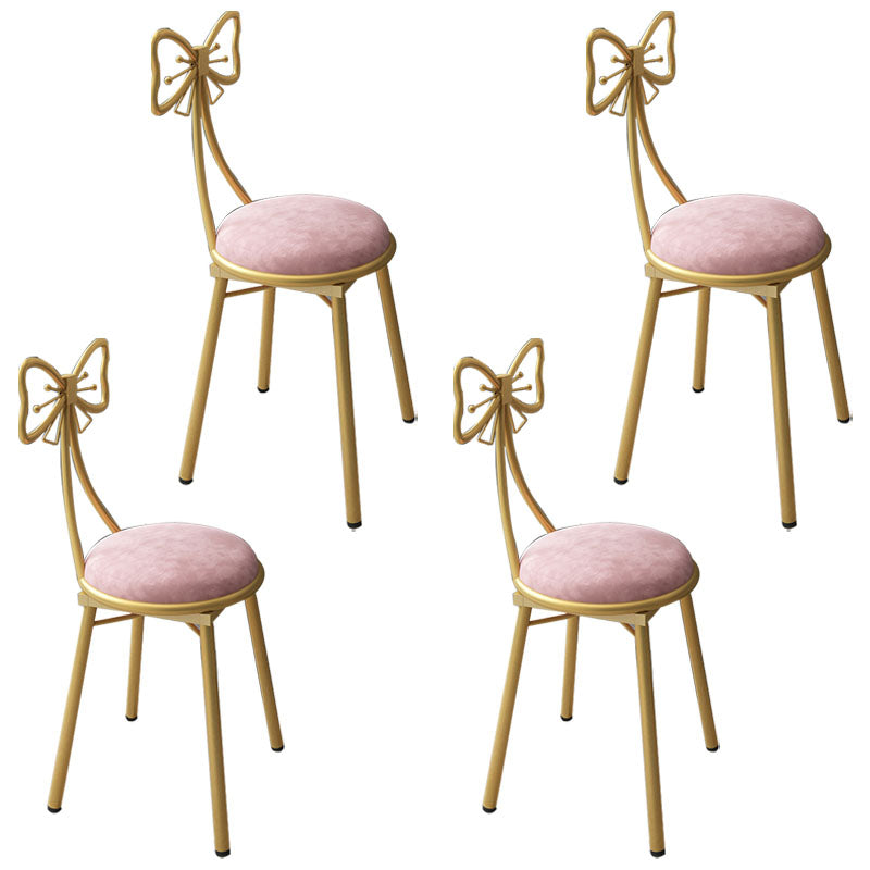 Nordic Design Armless Open Back Chairs Upholstered Side Chairs Nude Pink 4 Piece Set Clearhalo 'Dining Chairs' 'Dining Tables & Seating' 'dining_chair' 'furn' 'furn_dining_chair' 'Furniture' 'furniture_dining_chair' 'Kitchen & Dining Furniture' 4941665