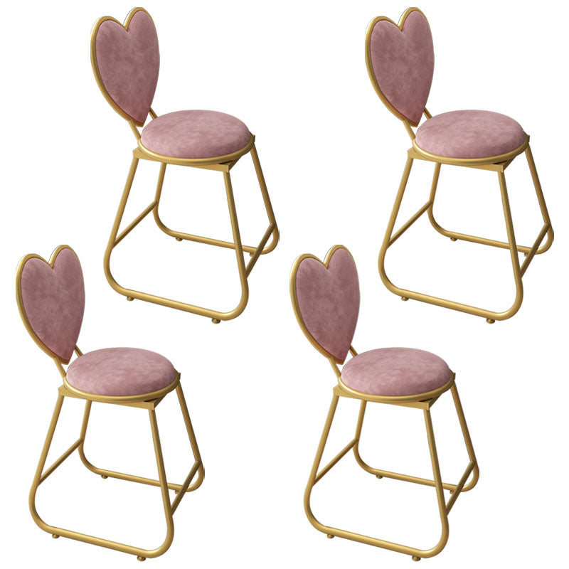 Nordic Design Armless Open Back Chairs Upholstered Side Chairs Pink 4 Piece Set Clearhalo 'Dining Chairs' 'Dining Tables & Seating' 'dining_chair' 'furn' 'furn_dining_chair' 'Furniture' 'furniture_dining_chair' 'Kitchen & Dining Furniture' 4941668