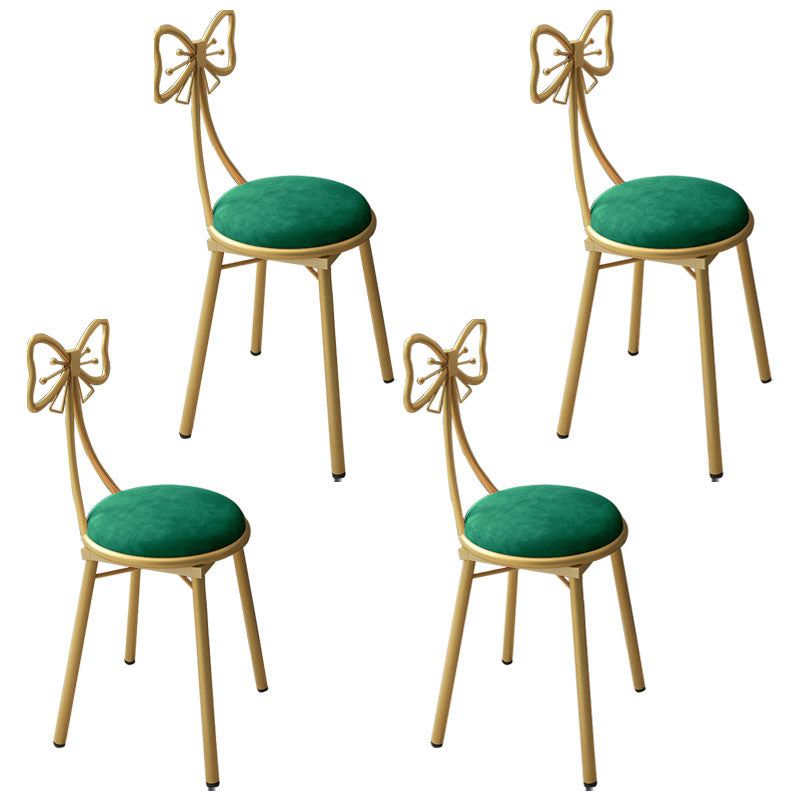 Nordic Design Armless Open Back Chairs Upholstered Side Chairs Army Green 4 Piece Set Clearhalo 'Dining Chairs' 'Dining Tables & Seating' 'dining_chair' 'furn' 'furn_dining_chair' 'Furniture' 'furniture_dining_chair' 'Kitchen & Dining Furniture' 4941671