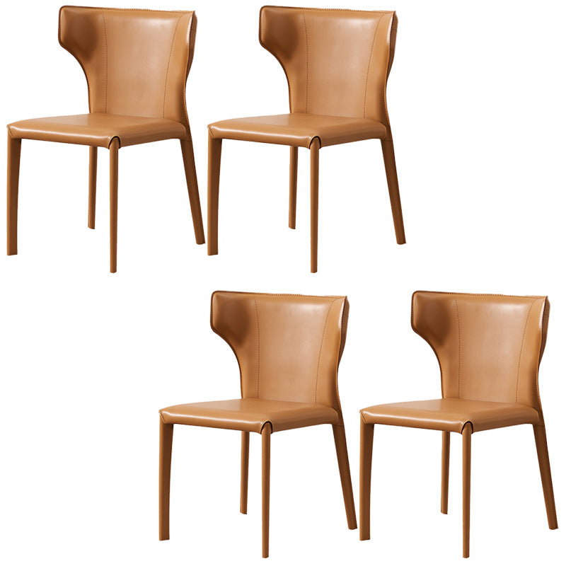 Contemporary Leather Dining Chair Armless Wingback Side Chair for Restaurant Use Brown 4 Piece Set Clearhalo 'Dining Chairs' 'Dining Tables & Seating' 'dining_chair' 'furn' 'furn_dining_chair' 'Furniture' 'furniture_dining_chair' 'Kitchen & Dining Furniture' 4941676