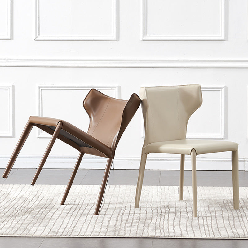 Contemporary Leather Dining Chair Armless Wingback Side Chair for Restaurant Use Clearhalo 'Dining Chairs' 'Dining Tables & Seating' 'dining_chair' 'furn' 'furn_dining_chair' 'Furniture' 'furniture_dining_chair' 'Kitchen & Dining Furniture' 4941678