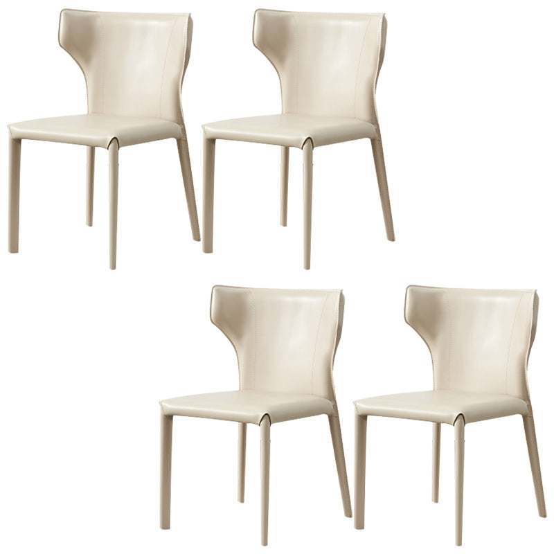 Contemporary Leather Dining Chair Armless Wingback Side Chair for Restaurant Use Beige 4 Piece Set Clearhalo 'Dining Chairs' 'Dining Tables & Seating' 'dining_chair' 'furn' 'furn_dining_chair' 'Furniture' 'furniture_dining_chair' 'Kitchen & Dining Furniture' 4941684