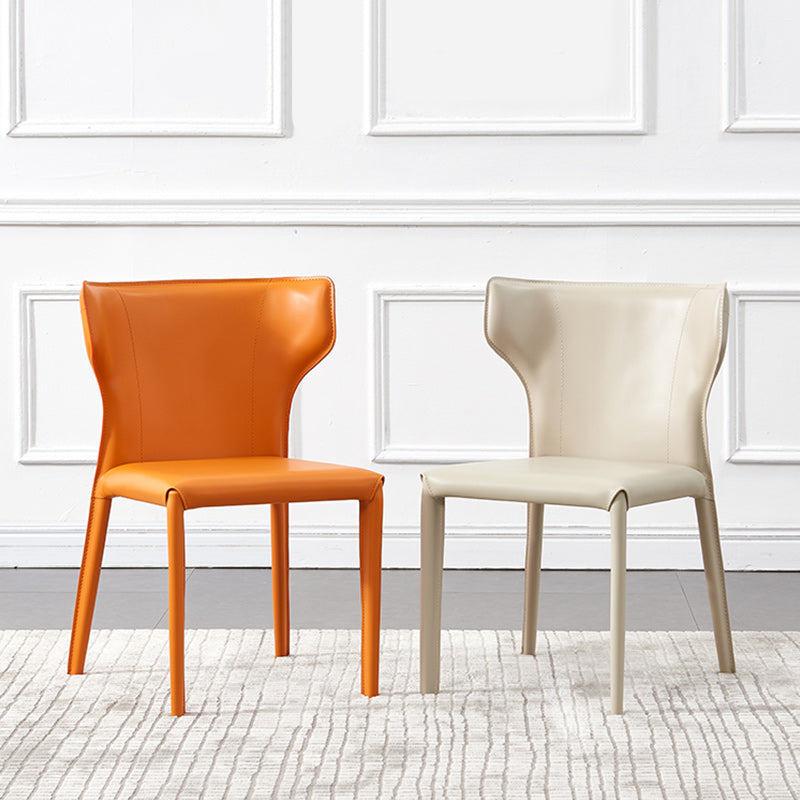 Contemporary Leather Dining Chair Armless Wingback Side Chair for Restaurant Use Clearhalo 'Dining Chairs' 'Dining Tables & Seating' 'dining_chair' 'furn' 'furn_dining_chair' 'Furniture' 'furniture_dining_chair' 'Kitchen & Dining Furniture' 4941695