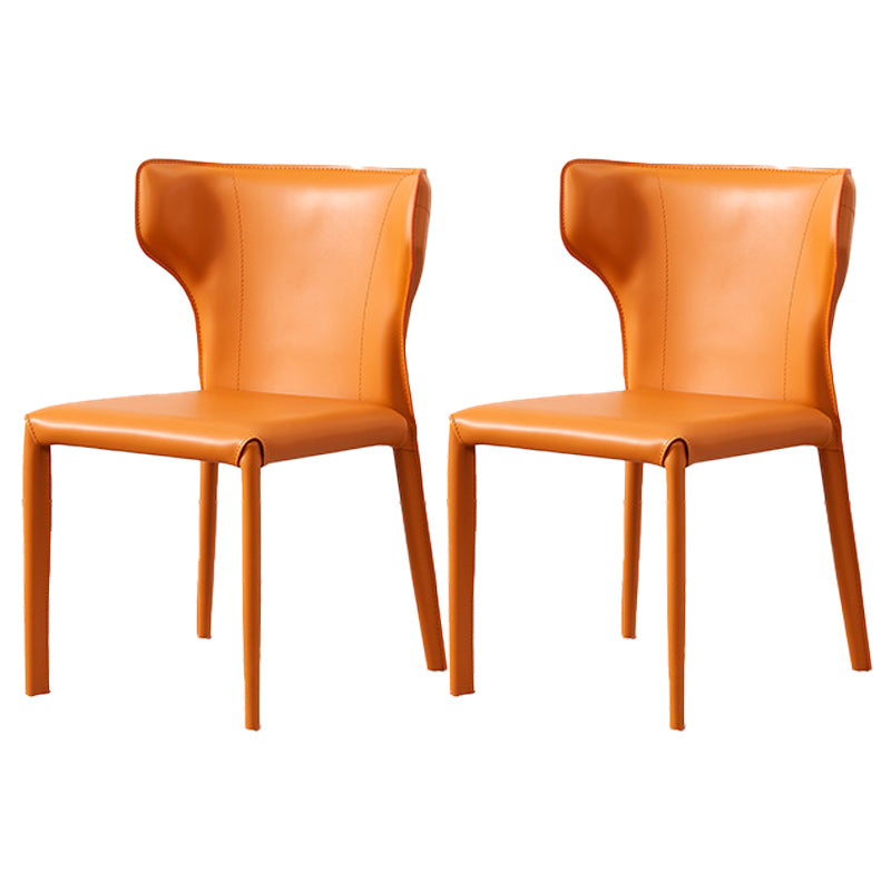 Contemporary Leather Dining Chair Armless Wingback Side Chair for Restaurant Use Orange 2 Piece Set Clearhalo 'Dining Chairs' 'Dining Tables & Seating' 'dining_chair' 'furn' 'furn_dining_chair' 'Furniture' 'furniture_dining_chair' 'Kitchen & Dining Furniture' 4941697