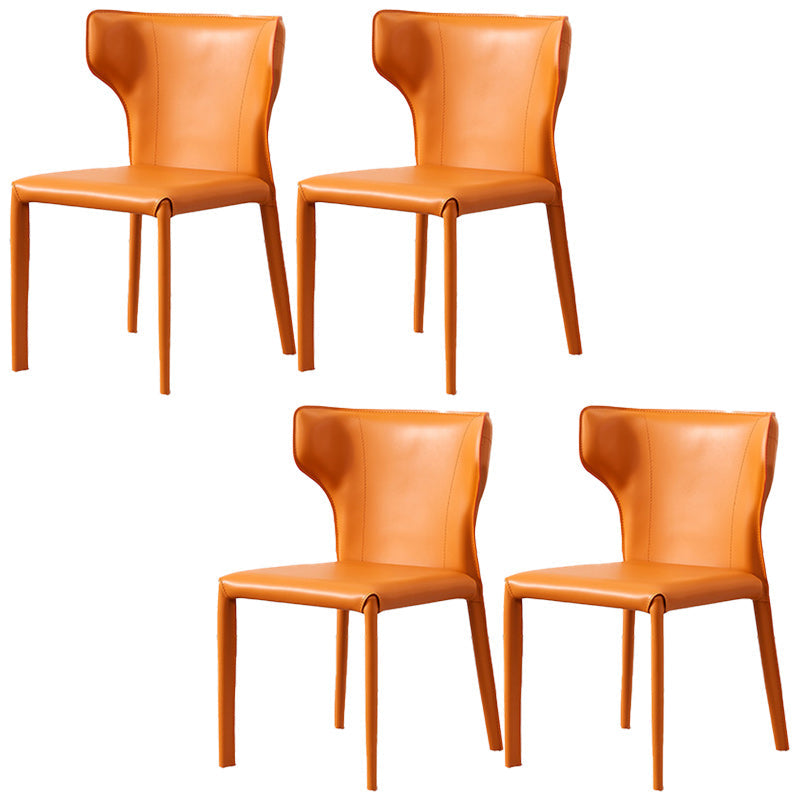 Contemporary Leather Dining Chair Armless Wingback Side Chair for Restaurant Use Orange 4 Piece Set Clearhalo 'Dining Chairs' 'Dining Tables & Seating' 'dining_chair' 'furn' 'furn_dining_chair' 'Furniture' 'furniture_dining_chair' 'Kitchen & Dining Furniture' 4941698