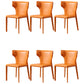 Contemporary Leather Dining Chair Armless Wingback Side Chair for Restaurant Use Orange 6 Piece Set Clearhalo 'Dining Chairs' 'Dining Tables & Seating' 'dining_chair' 'furn' 'furn_dining_chair' 'Furniture' 'furniture_dining_chair' 'Kitchen & Dining Furniture' 4941699