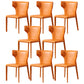 Contemporary Leather Dining Chair Armless Wingback Side Chair for Restaurant Use Orange 8 Piece Set Clearhalo 'Dining Chairs' 'Dining Tables & Seating' 'dining_chair' 'furn' 'furn_dining_chair' 'Furniture' 'furniture_dining_chair' 'Kitchen & Dining Furniture' 4941700