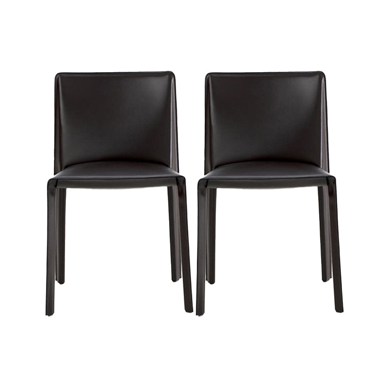 Minimalist Design Leather Dining Chair for Home Solid Back Armless Dining Chair Black 2 Piece Set Clearhalo 'Dining Chairs' 'Dining Tables & Seating' 'dining_chair' 'furn' 'furn_dining_chair' 'Furniture' 'furniture_dining_chair' 'Kitchen & Dining Furniture' 4941703