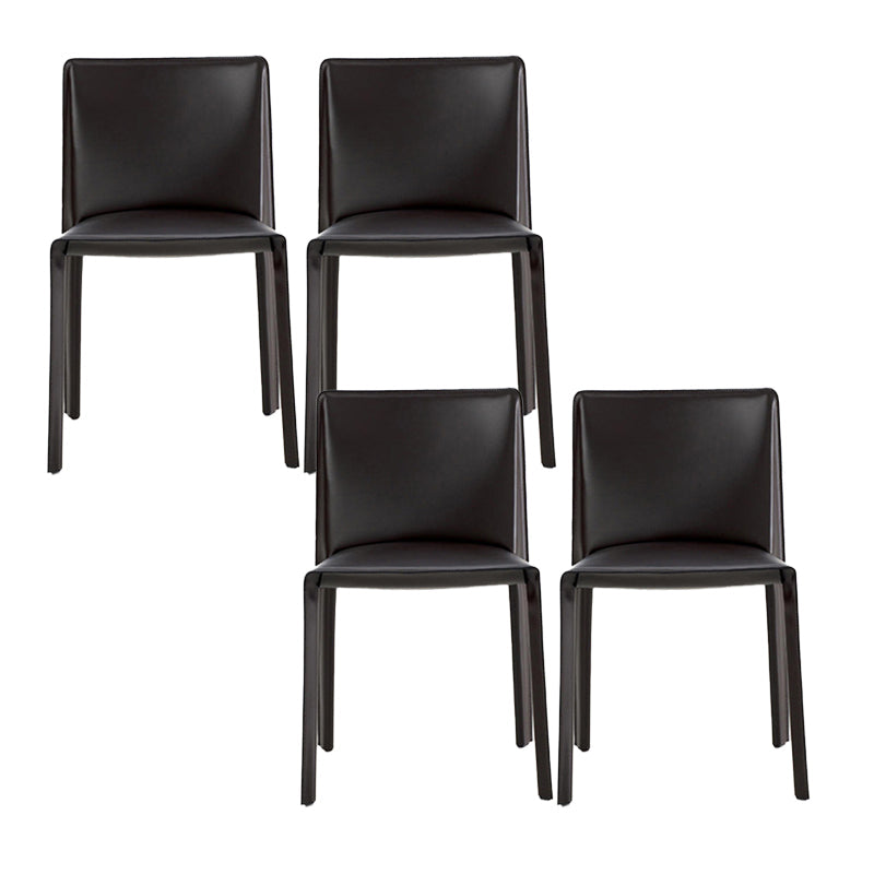 Minimalist Design Leather Dining Chair for Home Solid Back Armless Dining Chair Black 4 Piece Set Clearhalo 'Dining Chairs' 'Dining Tables & Seating' 'dining_chair' 'furn' 'furn_dining_chair' 'Furniture' 'furniture_dining_chair' 'Kitchen & Dining Furniture' 4941705