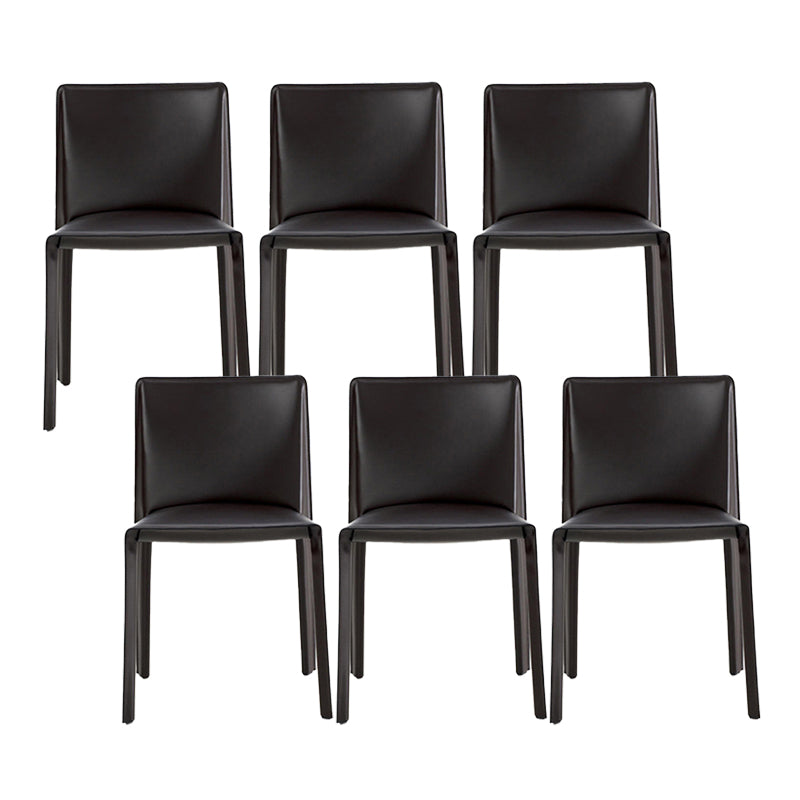 Minimalist Design Leather Dining Chair for Home Solid Back Armless Dining Chair Black 6 Piece Set Clearhalo 'Dining Chairs' 'Dining Tables & Seating' 'dining_chair' 'furn' 'furn_dining_chair' 'Furniture' 'furniture_dining_chair' 'Kitchen & Dining Furniture' 4941706
