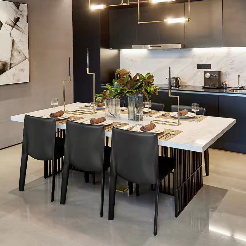 Minimalist Design Leather Dining Chair for Home Solid Back Armless Dining Chair Clearhalo 'Dining Chairs' 'Dining Tables & Seating' 'dining_chair' 'furn' 'furn_dining_chair' 'Furniture' 'furniture_dining_chair' 'Kitchen & Dining Furniture' 4941707