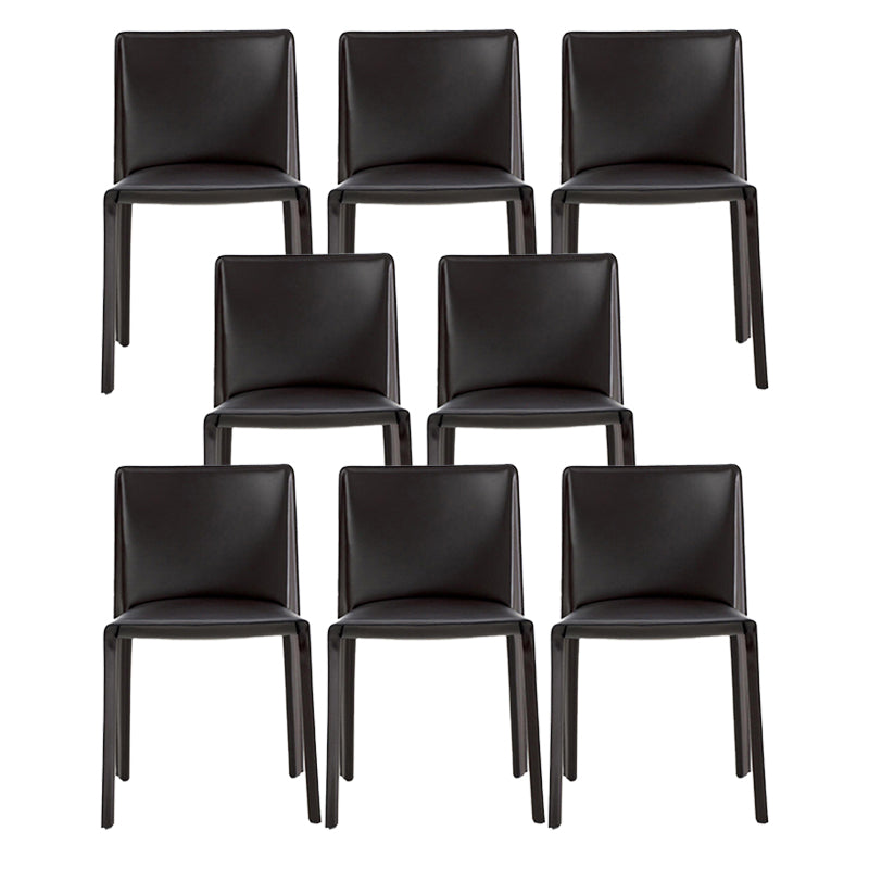 Minimalist Design Leather Dining Chair for Home Solid Back Armless Dining Chair Black 8 Piece Set Clearhalo 'Dining Chairs' 'Dining Tables & Seating' 'dining_chair' 'furn' 'furn_dining_chair' 'Furniture' 'furniture_dining_chair' 'Kitchen & Dining Furniture' 4941709