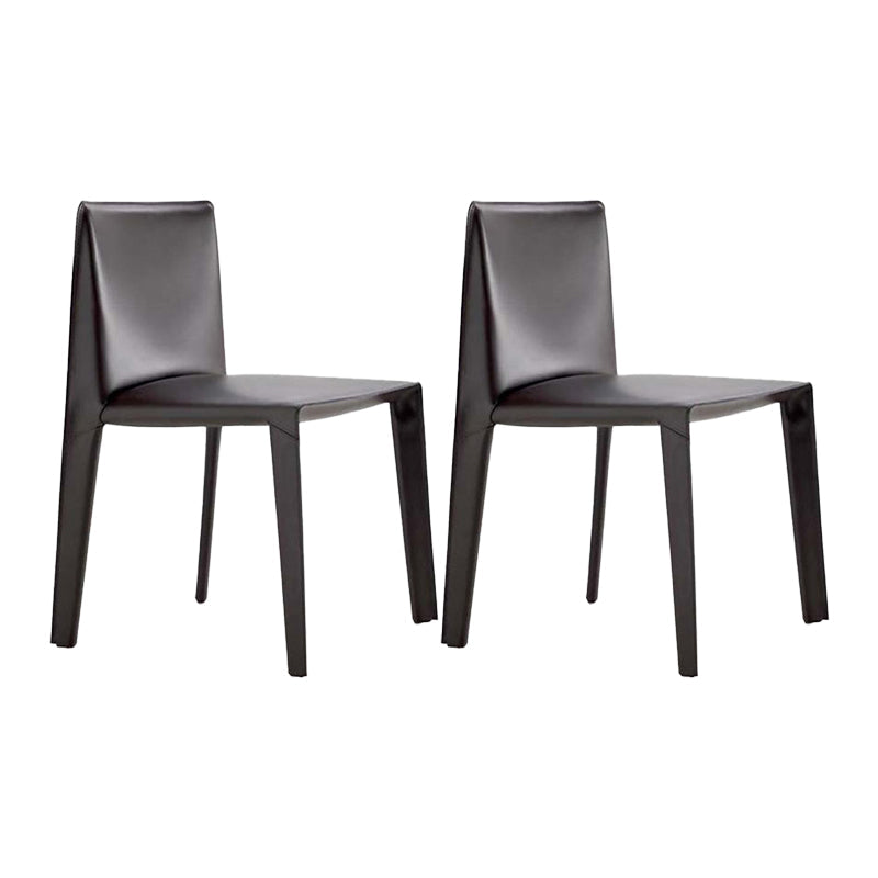 Minimalist Design Leather Dining Chair for Home Solid Back Armless Dining Chair Grey 2 Piece Set Clearhalo 'Dining Chairs' 'Dining Tables & Seating' 'dining_chair' 'furn' 'furn_dining_chair' 'Furniture' 'furniture_dining_chair' 'Kitchen & Dining Furniture' 4941710