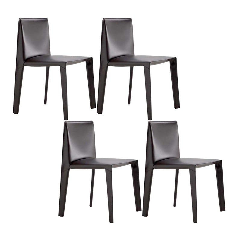 Minimalist Design Leather Dining Chair for Home Solid Back Armless Dining Chair Grey 4 Piece Set Clearhalo 'Dining Chairs' 'Dining Tables & Seating' 'dining_chair' 'furn' 'furn_dining_chair' 'Furniture' 'furniture_dining_chair' 'Kitchen & Dining Furniture' 4941713