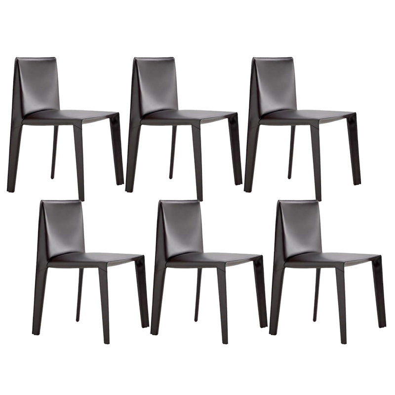 Minimalist Design Leather Dining Chair for Home Solid Back Armless Dining Chair Grey 6 Piece Set Clearhalo 'Dining Chairs' 'Dining Tables & Seating' 'dining_chair' 'furn' 'furn_dining_chair' 'Furniture' 'furniture_dining_chair' 'Kitchen & Dining Furniture' 4941715